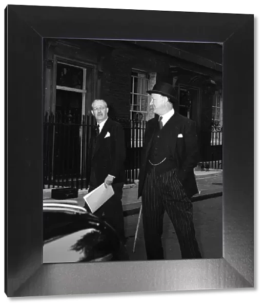 Suez Crisis 1956 Harold MacMillan and Rab Butler arrive at 10 Downing Street for a