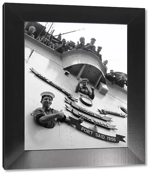 Oldham seaman John Higgins, top, on HMS Ocean, December 1956. For MEN Media Titles
