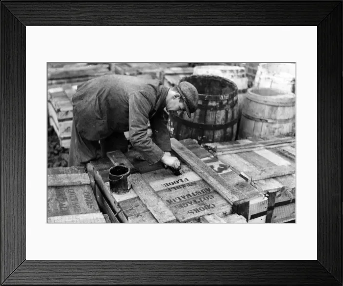 Framed Print : Ready for export - cases containing sections of Capt. Cooks cottage at Great Ayton Framed Print : Ready for export - cases containing sections of Capt. Cooks cottage at Great Ayton