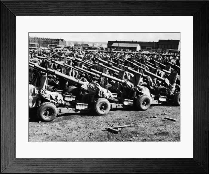 Framed Print : An equipment depot somewhere in England shows hundreds of 3. 3 and 4