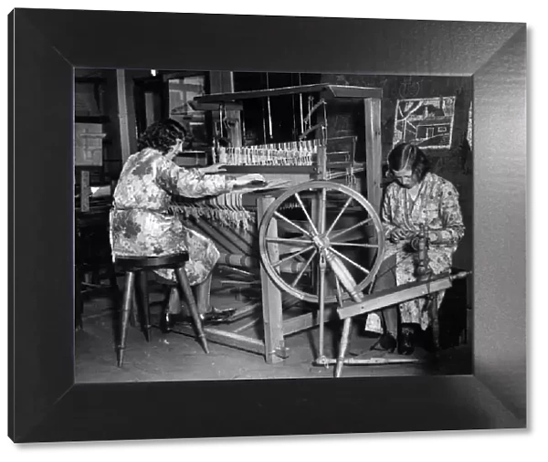 The hand loom and the spinning wheel, used by students in the School of Art in Sunderland