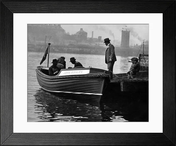 Framed Print : Motorboat launch. The launch, John Ashley, to be used by the Tyne Station of the Missions Framed Print : Motorboat launch. The launch, John Ashley, to be used by the Tyne Station of the Missions