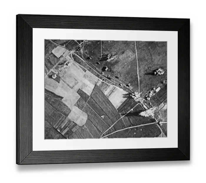 Framed Print : Aircraft of the Royal Air Force seen here bombing a German airfield in Northern France Framed Print : Aircraft of the Royal Air Force seen here bombing a German airfield in Northern France