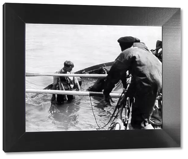 Caister lifeboat, Norfolk, mock rescue becomes real. 5th August 1935