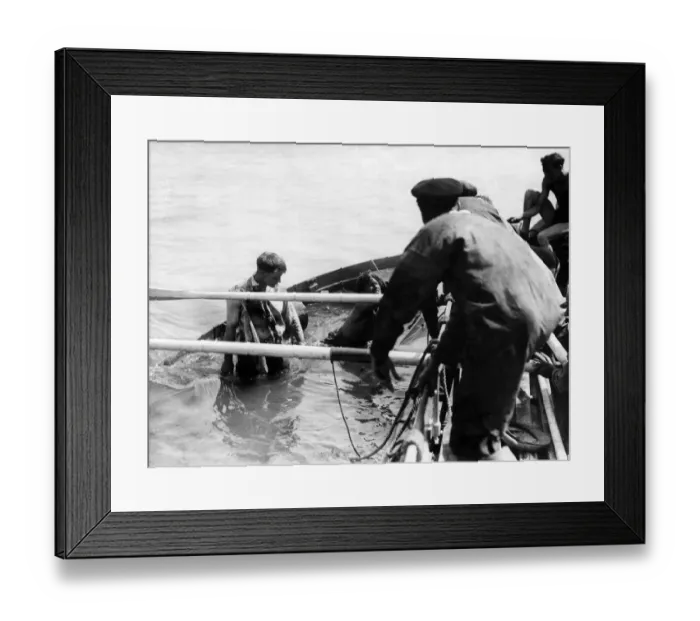 Framed Print : Caister lifeboat, Norfolk, mock rescue becomes real. 5th August 1935 Framed Print : Caister lifeboat, Norfolk, mock rescue becomes real. 5th August 1935
