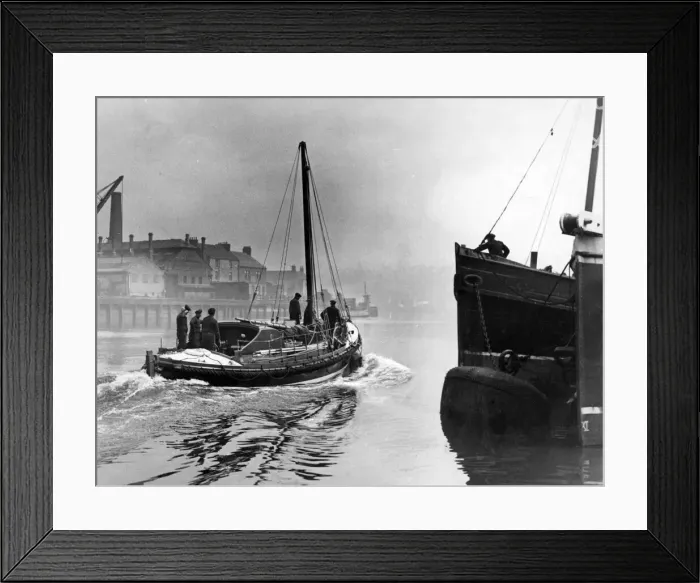 Framed Print : New lifeboat Milburn'for Holy Island leaves the River Wear at Sunderland Framed Print : New lifeboat Milburn'for Holy Island leaves the River Wear at Sunderland