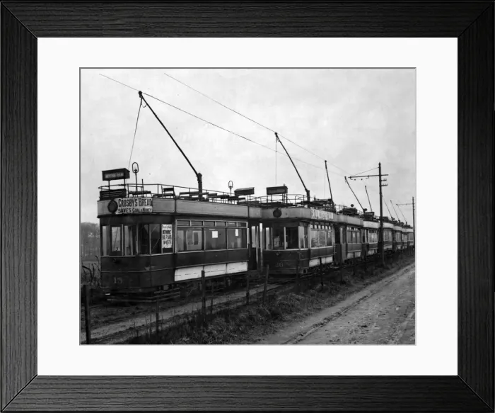 Framed Print : Tram car for Neptune Bank, Wallsend. 6th April 1930 Framed Print : Tram car for Neptune Bank, Wallsend. 6th April 1930