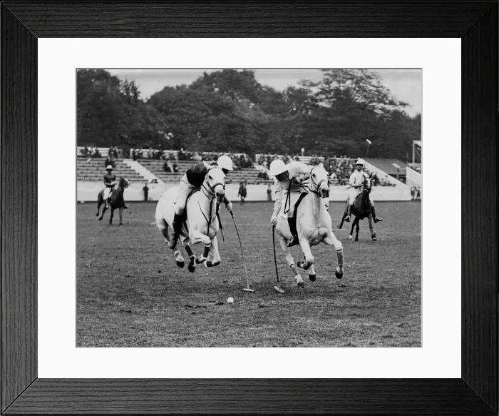 Framed Print : Polo players on horseback in action. England v Rest. Lord Wodehouse attacking Rest Framed Print : Polo players on horseback in action. England v Rest. Lord Wodehouse attacking Rest