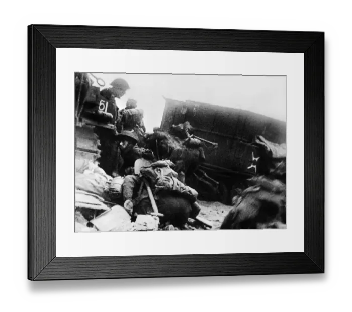 Framed Print : Scenes on a Normandy beachhead as crack British troops made their first landing Framed Print : Scenes on a Normandy beachhead as crack British troops made their first landing