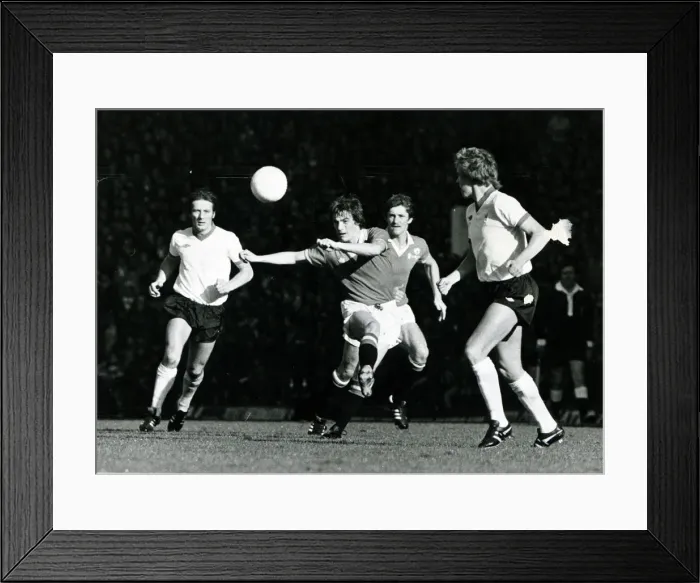 Framed Print : Manchester United v Liverpool October 1977 Steve Coppel in action during Division Framed Print : Manchester United v Liverpool October 1977 Steve Coppel in action during Division