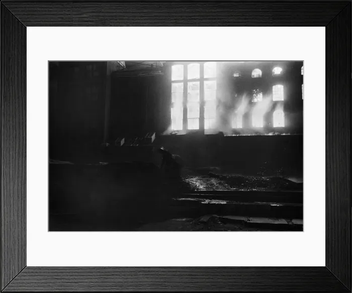 Framed Print : Firefighters of the Auxiliary Fire Service attend the scene of a blazing building near Framed Print : Firefighters of the Auxiliary Fire Service attend the scene of a blazing building near