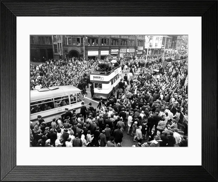 Framed Print : Machester United FC May 1968 European Champions Manchester United acknowledge Framed Print : Machester United FC May 1968 European Champions Manchester United acknowledge