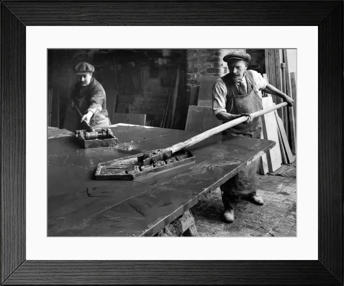 Framed Print : Floating a billiard bed at Dinorwic Slate Wharf, Rotherhithe Framed Print : Floating a billiard bed at Dinorwic Slate Wharf, Rotherhithe