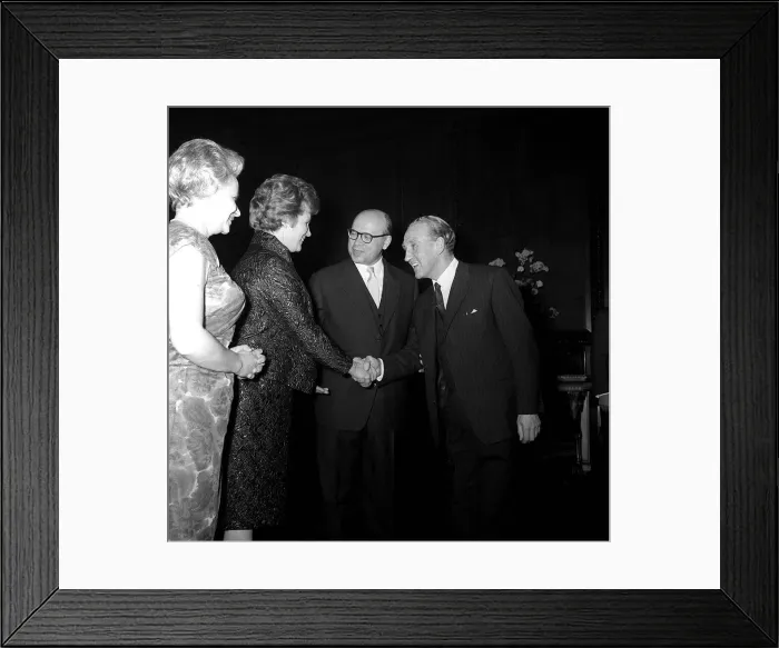 Framed Print : VALENTINA TERESHKOVA in 1964 shaking hands with the then transport minister Ernest Framed Print : VALENTINA TERESHKOVA in 1964 shaking hands with the then transport minister Ernest