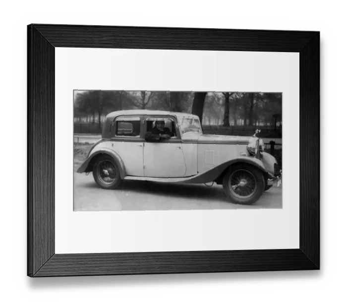 Framed Print : International goalkeeper Ted Hufton with the new British Salmson car. 23rd December 1933 Framed Print : International goalkeeper Ted Hufton with the new British Salmson car. 23rd December 1933