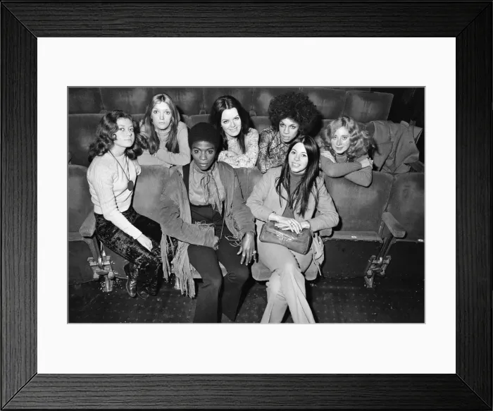 Framed Print : Picture shows some of the cast of Hair, The Musical. Far left is actor Framed Print : Picture shows some of the cast of Hair, The Musical. Far left is actor