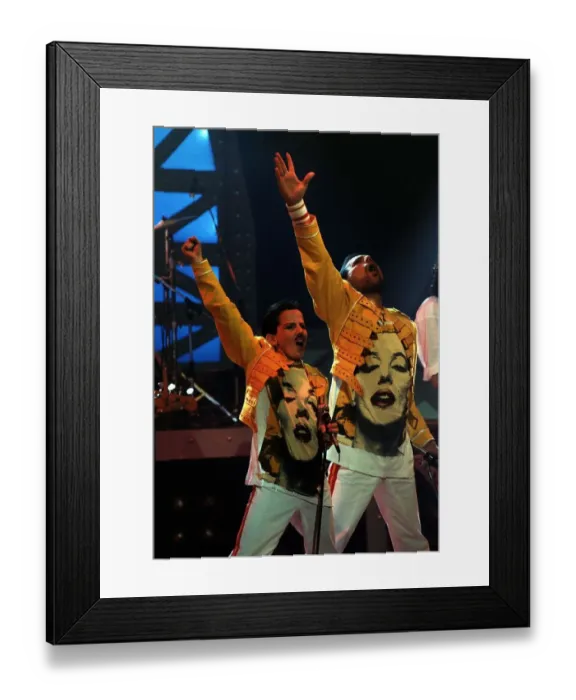 Framed Print : Freddie Mercury Singer with the group Queen with a young lookalike Ross McCall Framed Print : Freddie Mercury Singer with the group Queen with a young lookalike Ross McCall