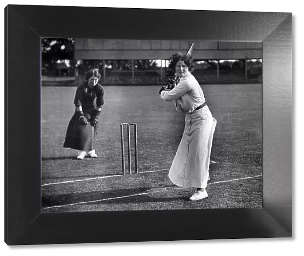 Womens cricket - Miss Maters, captain, batting. Date unknown