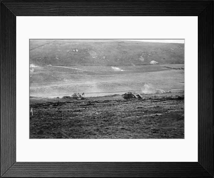 Framed Print : Battle tactics on the use of tanks is demonstrated to King George V at Sautricourt Framed Print : Battle tactics on the use of tanks is demonstrated to King George V at Sautricourt