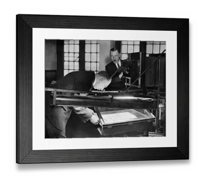 Framed Print : Photographing documents at Scotland Yard. London. May 1929