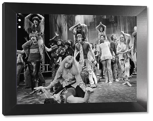 Picture shows the cast of Hair, The Musical. Shaftesbury Theatre in London