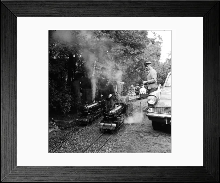 Framed Print : Railway enthusiasts at the miniature railway at Greywood Framed Print : Railway enthusiasts at the miniature railway at Greywood