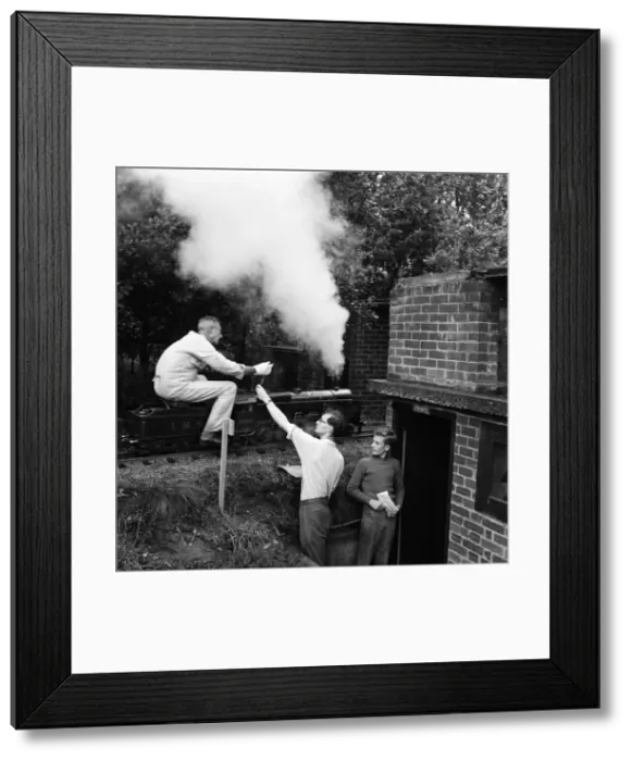Framed Print : Railway enthusiasts at the miniature railway at Greywood Framed Print : Railway enthusiasts at the miniature railway at Greywood