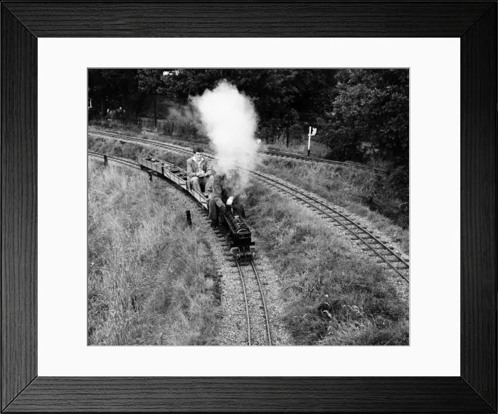 Framed Print : Railway enthusiasts at the miniature railway at Greywood Framed Print : Railway enthusiasts at the miniature railway at Greywood