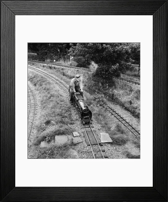 Framed Print : Railway enthusiasts at the miniature railway at Greywood Framed Print : Railway enthusiasts at the miniature railway at Greywood