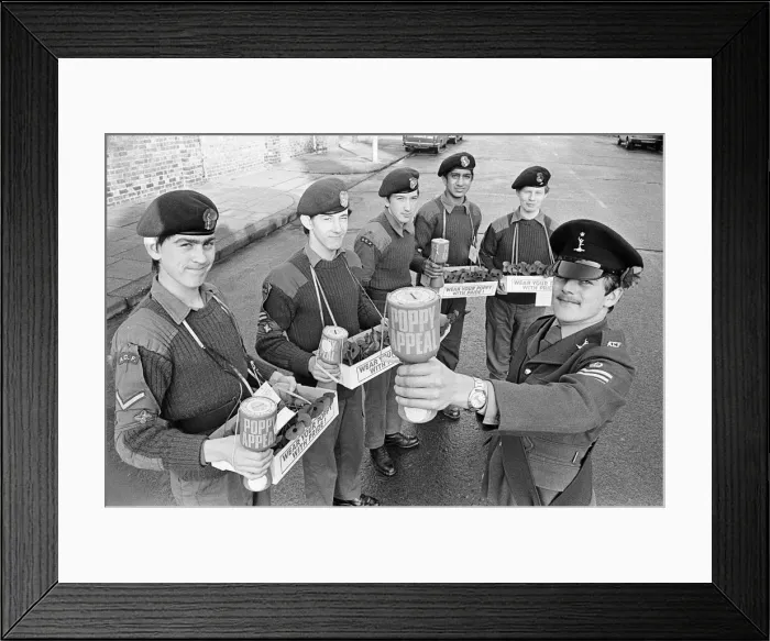 Framed Print : Army Cadets selling Poppies ahead of Remembrance Day, Teesside, November 1976 Framed Print : Army Cadets selling Poppies ahead of Remembrance Day, Teesside, November 1976