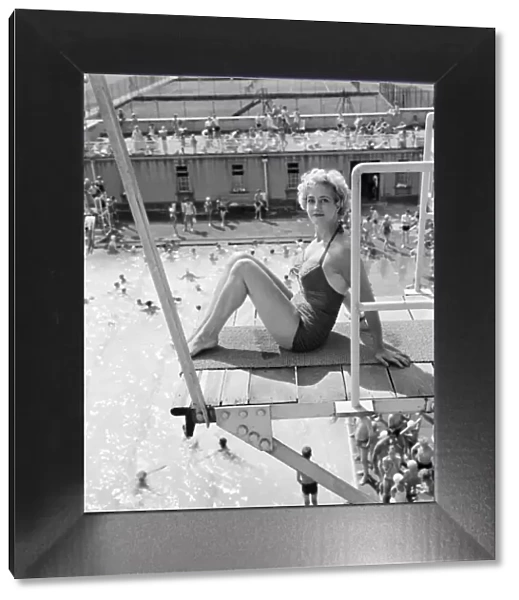 Liz Fraser, English actress, pictured at Durnsford Road Baths, Bounds Green