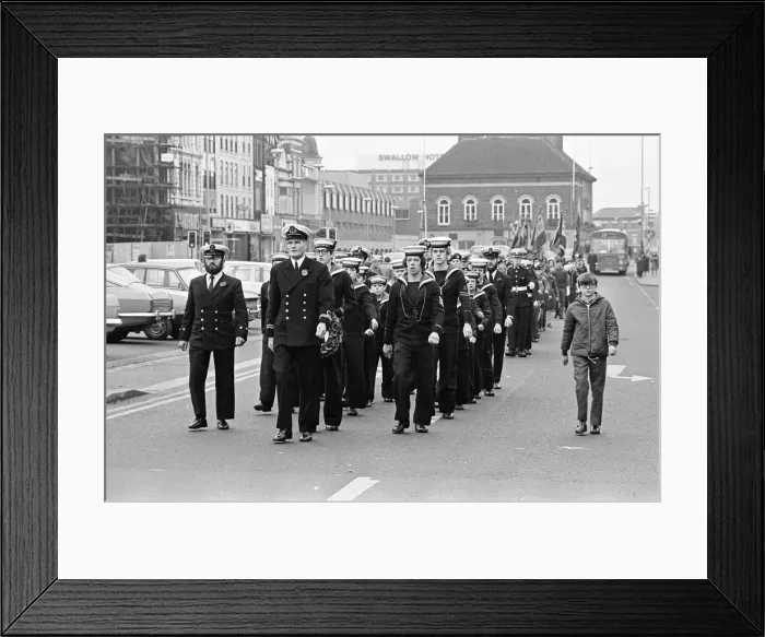 Framed Print : Remembrance Day service in Stockton-on-Tees. November 1974