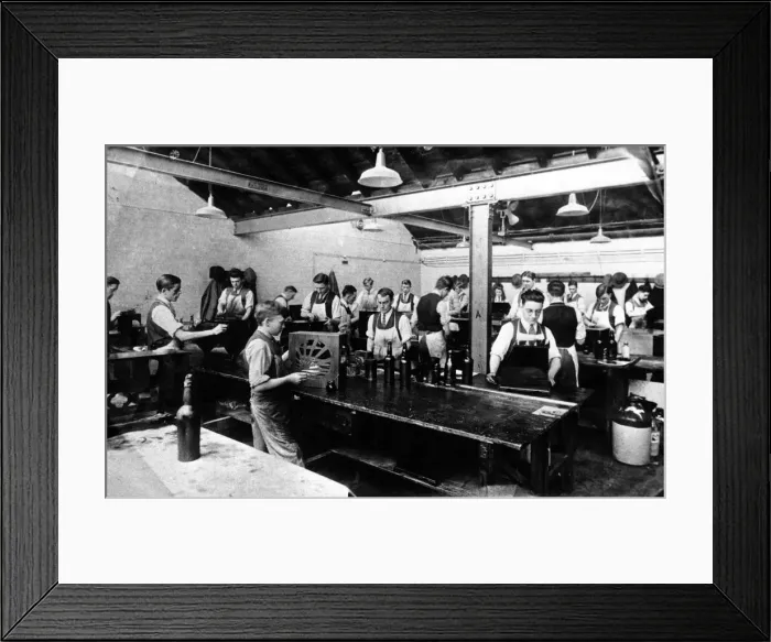 Framed Print : Pye Works, polishing shop, Cambridge, Cambridgeshire. Circa 1929 Framed Print : Pye Works, polishing shop, Cambridge, Cambridgeshire. Circa 1929
