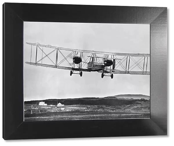 Vickers Vimy powered by two Rolls Royce Eagle engines setting off from Newfoundland