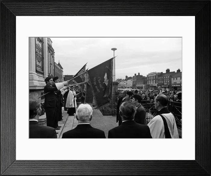 Framed Print : Remembrance Day service in Stockton-on-Tees. November 1974