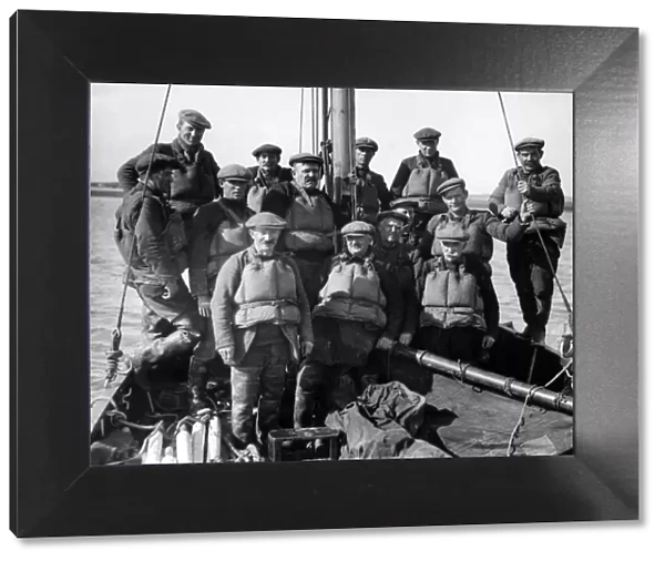 Lifeboat crew at Blakeney, Norfolk. 30th March 1934