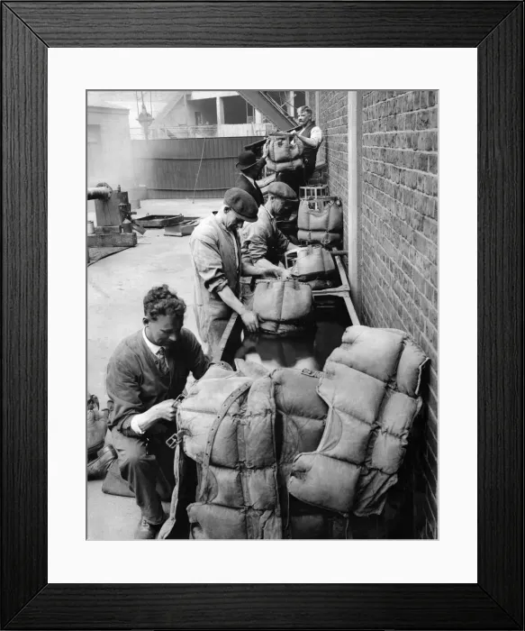 Framed Print : Lifeboat HQ at Poplar, water tests for life belts. July 1932