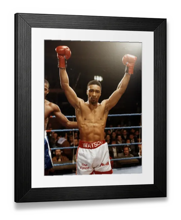 : Michael Watson boxer celebrating his victory over Anthony Brown at York Hall : Michael Watson boxer celebrating his victory over Anthony Brown at York Hall