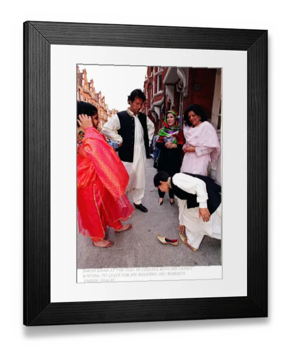 Framed Print : Imran Khan with Family waiting to leave for his Wedding to Jemima Goldsmith at Richmond Framed Print : Imran Khan with Family waiting to leave for his Wedding to Jemima Goldsmith at Richmond