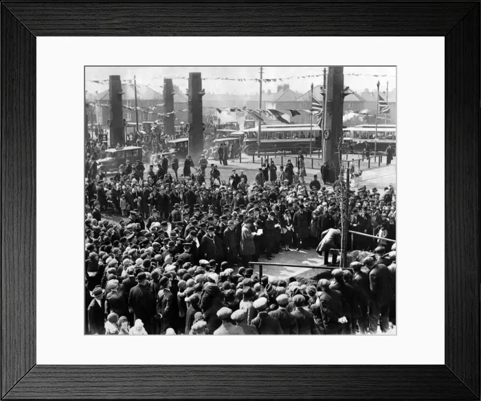 Framed Print : Alderman Muirhead plants a commemorative tree at the opening of the Liverpool end of