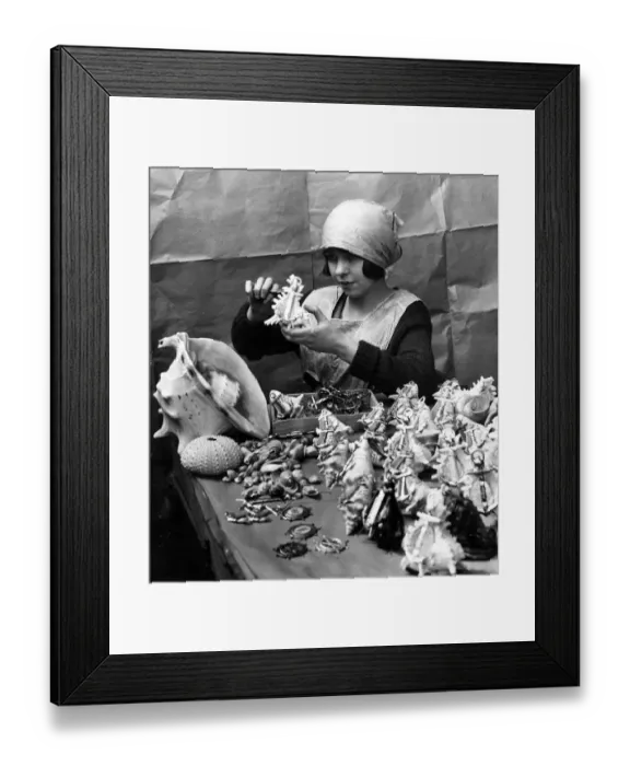 Framed Print : Making shell novelties They are being fitted with small thermometers which will be Framed Print : Making shell novelties They are being fitted with small thermometers which will be