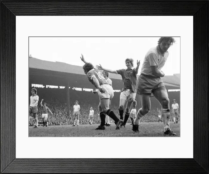 Framed Print : Manchester United 4-0 Blackpool, Division Two League match at Old Trafford, Manchester Framed Print : Manchester United 4-0 Blackpool, Division Two League match at Old Trafford, Manchester