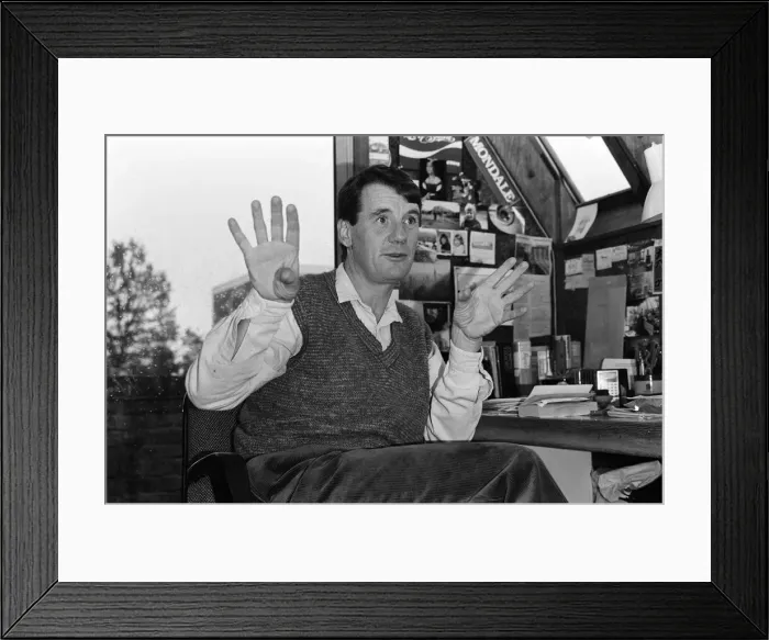 Framed Print : Actor and writer Michael Palin in his study at home. 7th November 1984 Framed Print : Actor and writer Michael Palin in his study at home. 7th November 1984
