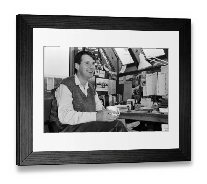 Framed Print : Actor and writer Michael Palin in his study at home. 7th November 1984 Framed Print : Actor and writer Michael Palin in his study at home. 7th November 1984