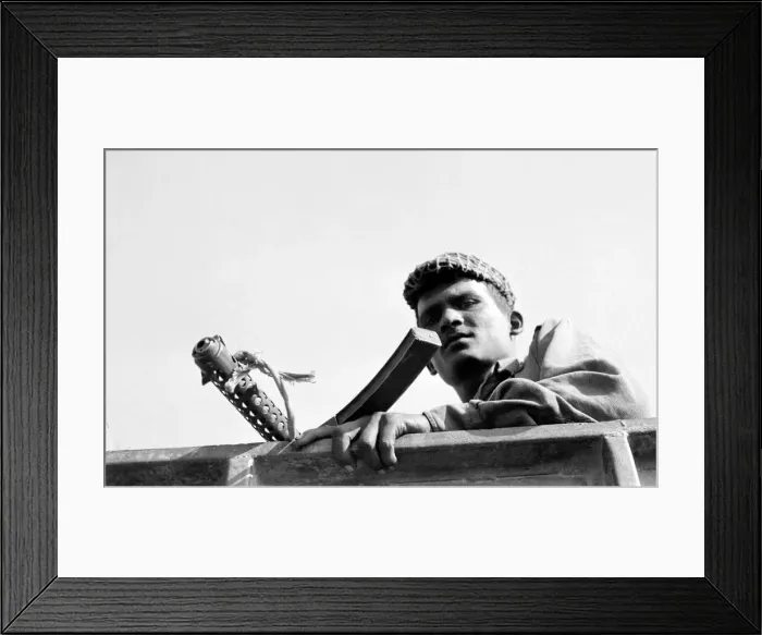 Framed Print : India - War Scenes - 1971 armed soldier stands guard 13 / 06 / 1971 DM71 Framed Print : India - War Scenes - 1971 armed soldier stands guard 13 / 06 / 1971 DM71