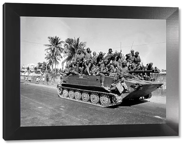Pakistani war scenes in Calcutta - December 1971 victorious Indian tanks entering