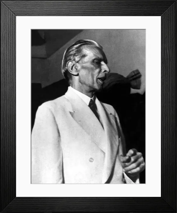 Framed Print : Mohammed Ali Jinnah, aged 70, President of the Moslim League