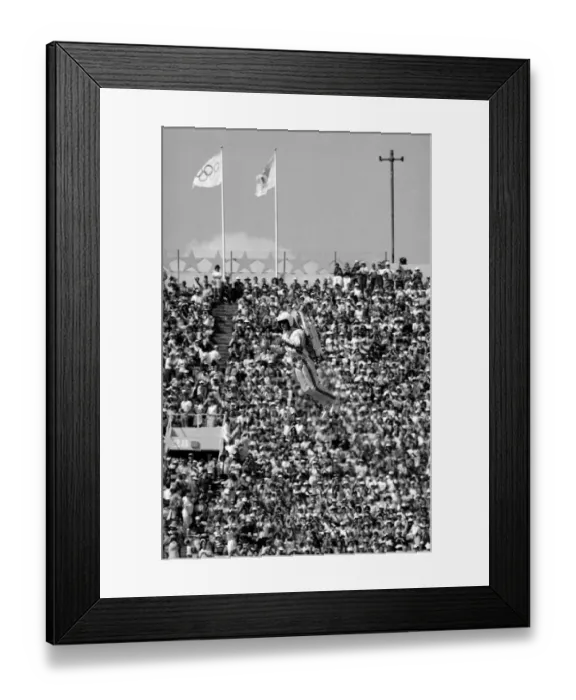 Framed Print : Olympic Games 1984 Los Angeles USA The Opening Ceremony - man arrives in Framed Print : Olympic Games 1984 Los Angeles USA The Opening Ceremony - man arrives in