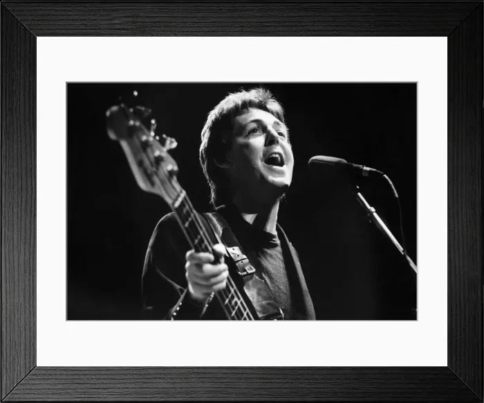 Framed Print : Paul McCartney pictured performing with Wings, in a concert at The Royal Court Theatre in Framed Print : Paul McCartney pictured performing with Wings, in a concert at The Royal Court Theatre in