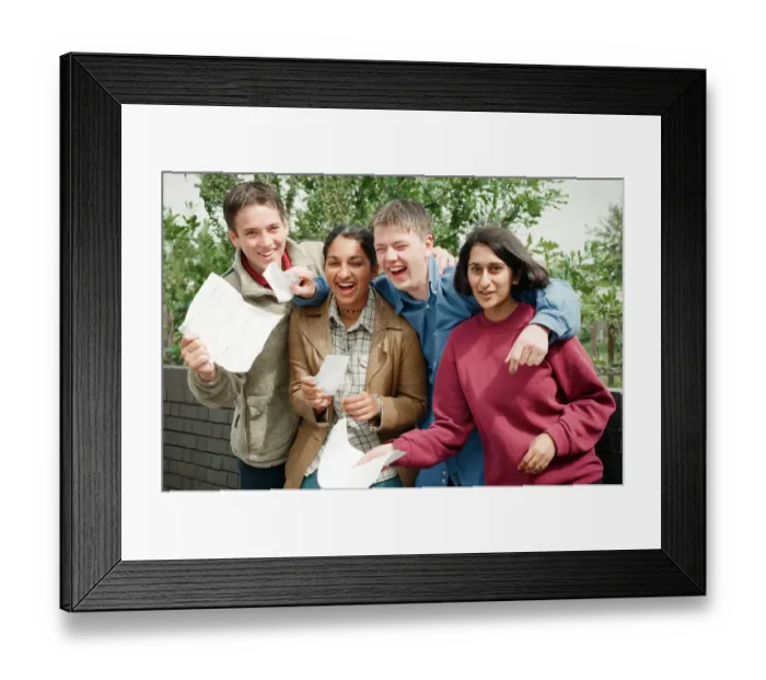 Framed Print : Students at Finham Park School, celebrating their A-Level results Framed Print : Students at Finham Park School, celebrating their A-Level results